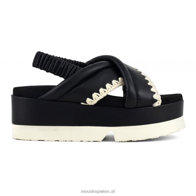 Frauen japanisches, überkreuztes Obermaterial Mou P660X192 Schwarz-Weiss