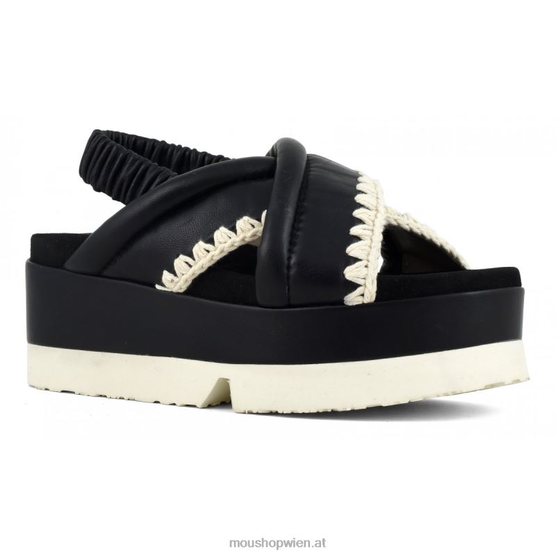 Frauen japanisches, überkreuztes Obermaterial Mou P660X192 Schwarz-Weiss