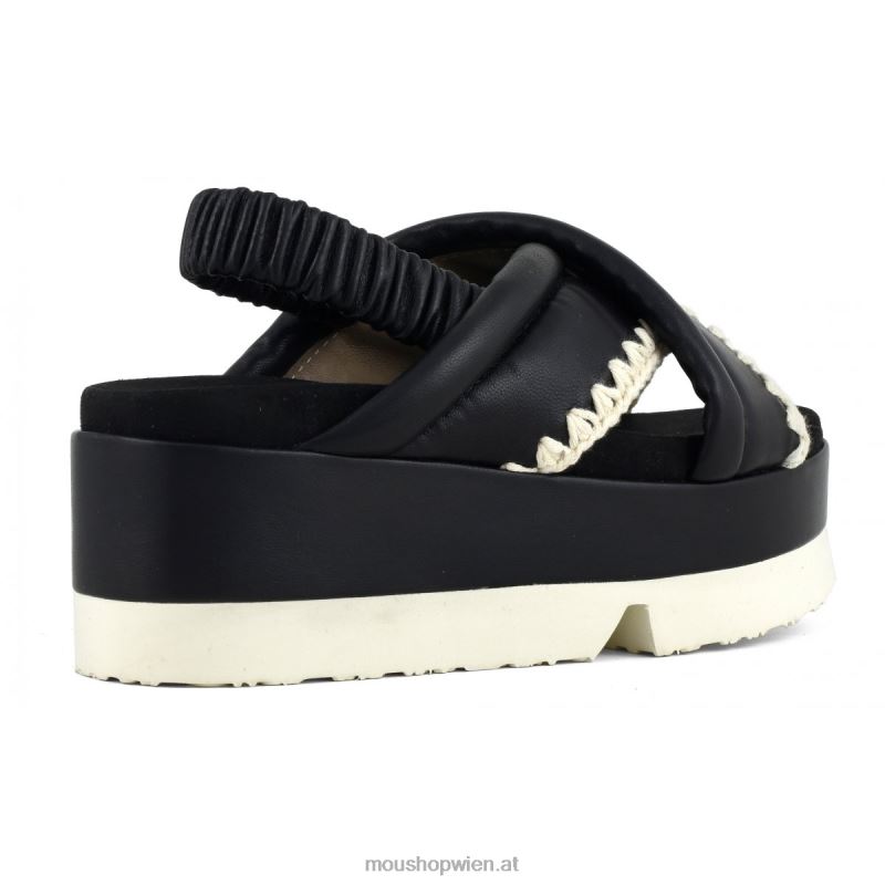 Frauen japanisches, überkreuztes Obermaterial Mou P660X192 Schwarz-Weiss