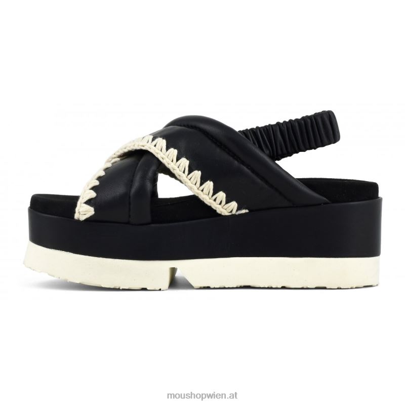 Frauen japanisches, überkreuztes Obermaterial Mou P660X192 Schwarz-Weiss