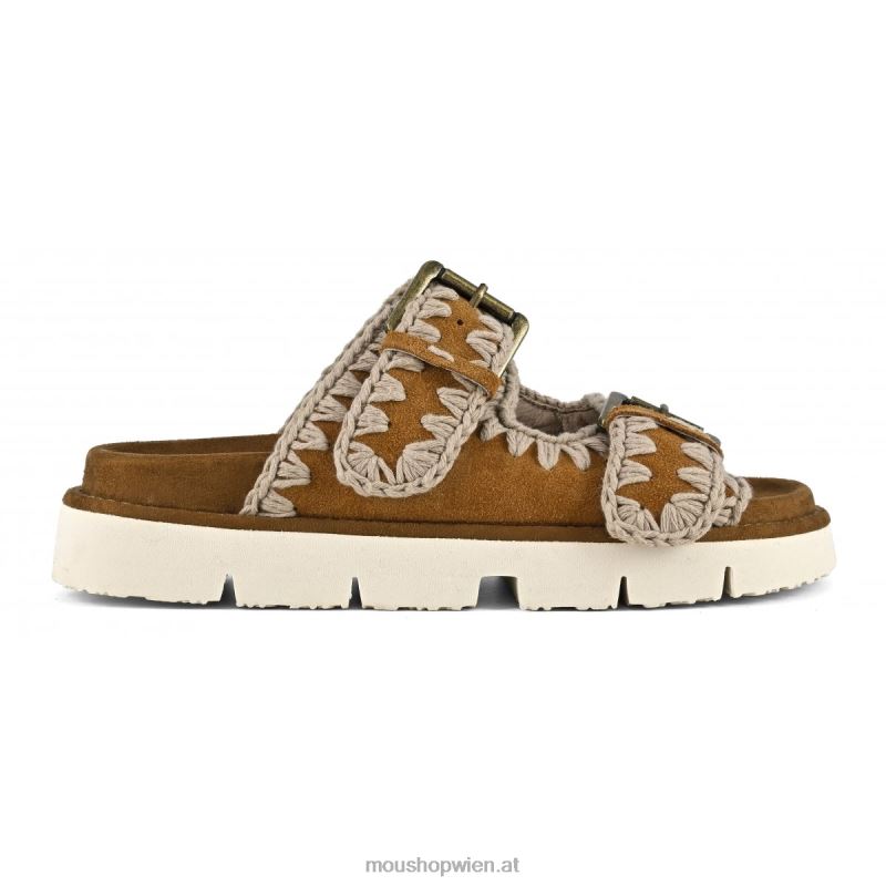 Frauen neue Bio mit Schnallen Mou P660X123 Cognac