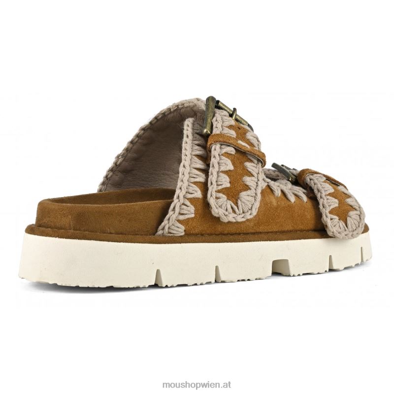 Frauen neue Bio mit Schnallen Mou P660X123 Cognac