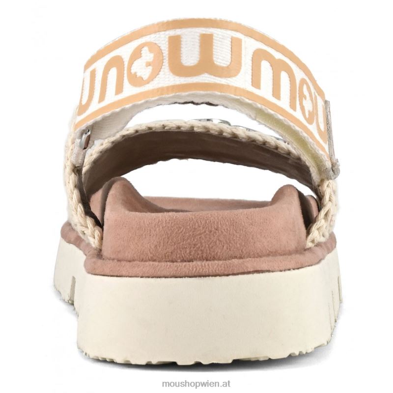 Frauen neuer Bio-Sandalen-Rückenriemen Mou P660X160 weiß/rosébeige perforiertes Leder/rosébeige sil