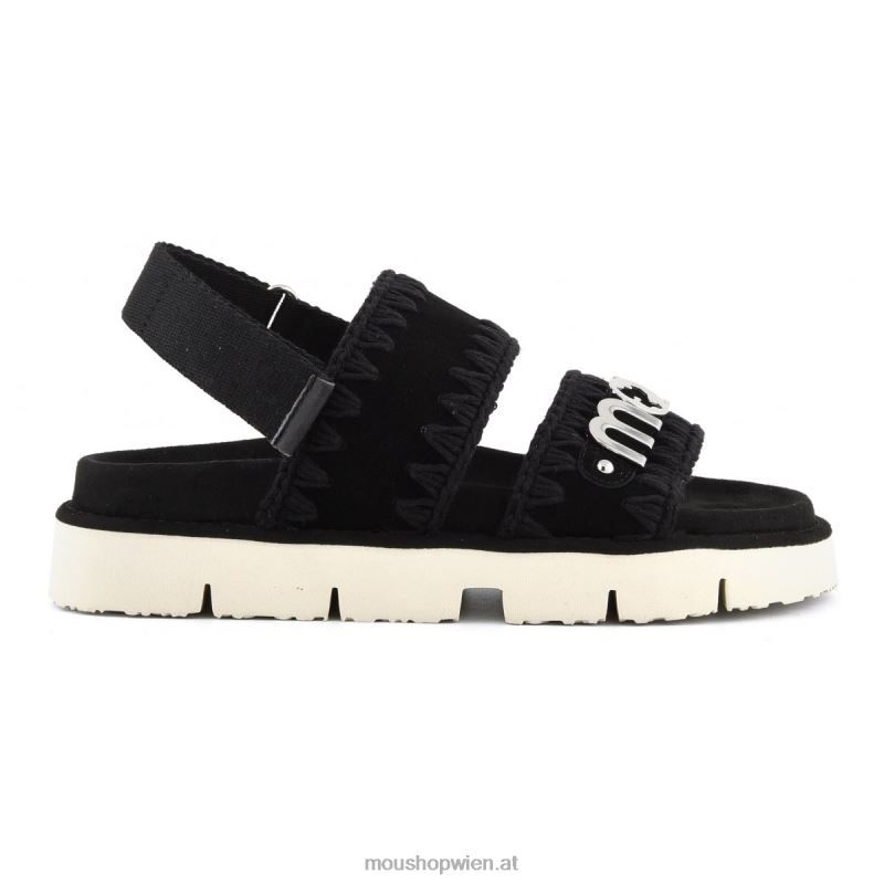 Frauen neuer Bio-Sandalen-Rückenriemen Mou P660X161 Schwarz