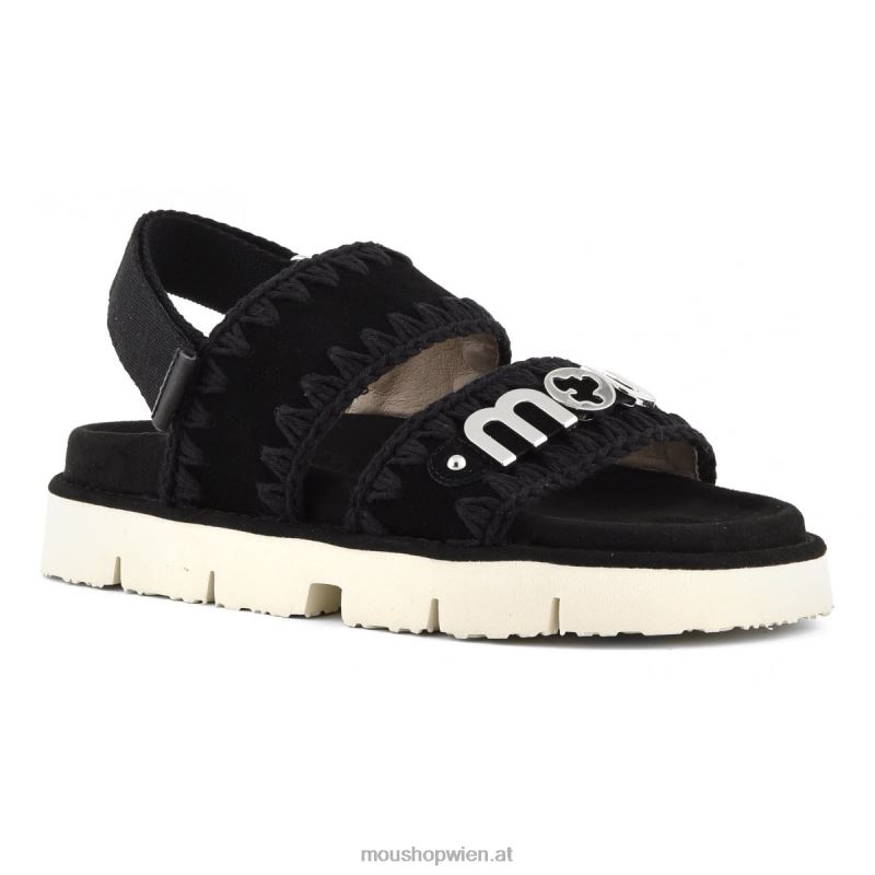 Frauen neuer Bio-Sandalen-Rückenriemen Mou P660X161 Schwarz