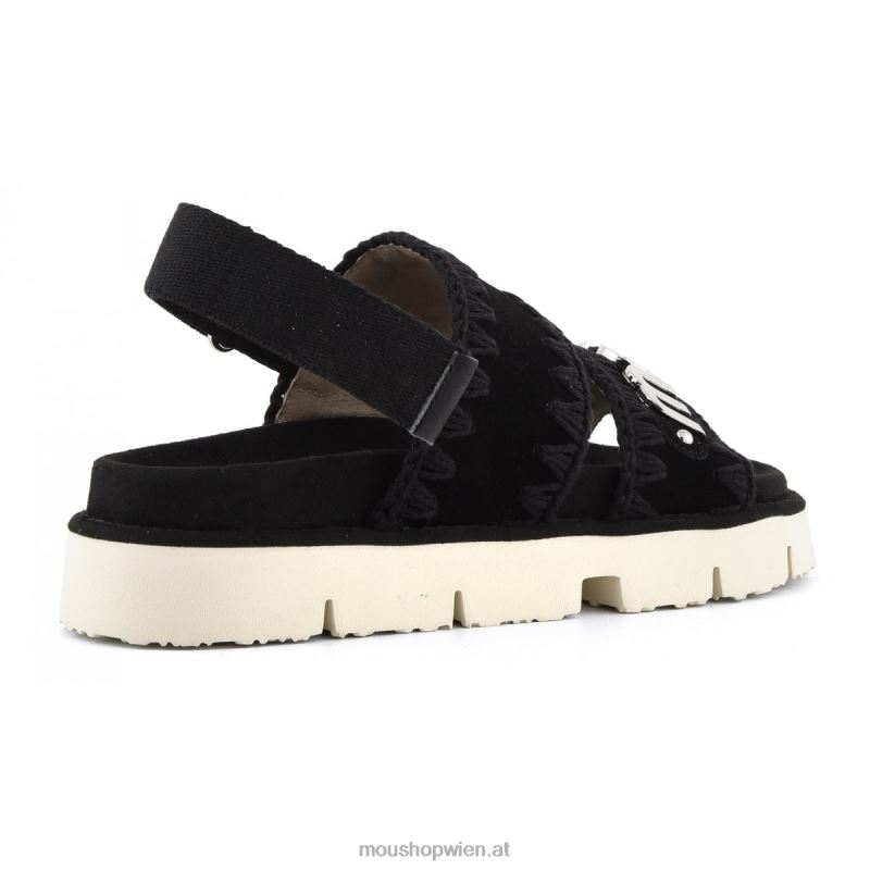 Frauen neuer Bio-Sandalen-Rückenriemen Mou P660X161 Schwarz