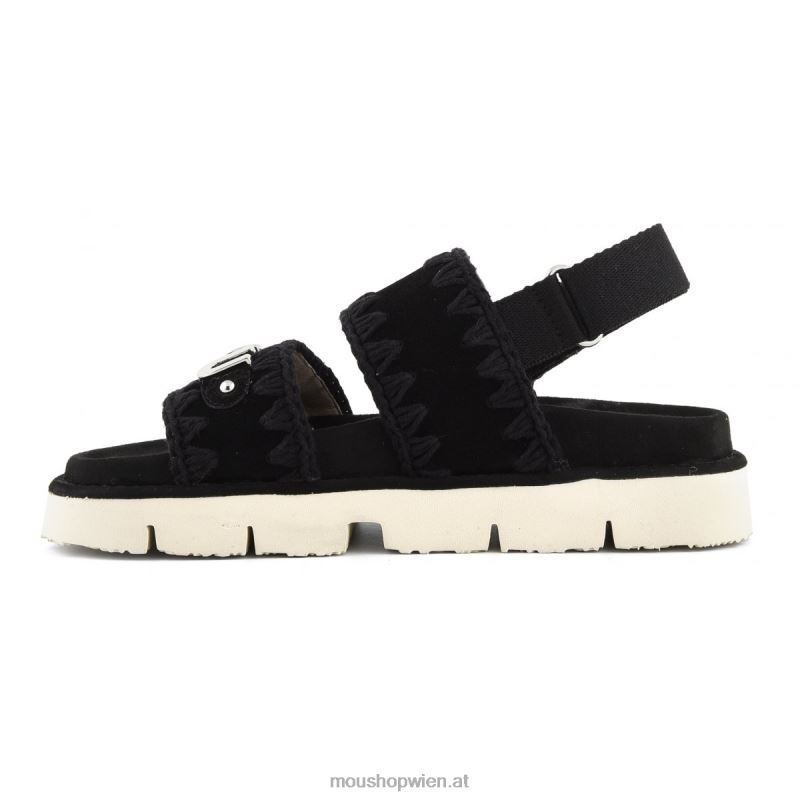 Frauen neuer Bio-Sandalen-Rückenriemen Mou P660X161 Schwarz