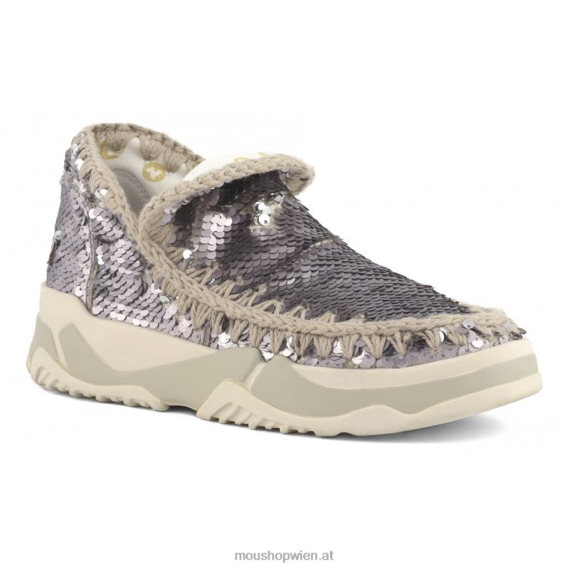 Frauen Eskimo-Sneaker mit Pailletten Mou P660X69 Pailletten Gunmetal
