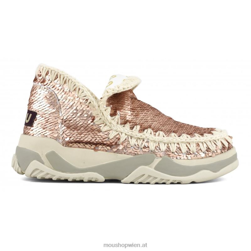 Frauen Eskimo-Sneaker mit Pailletten Mou P660X72 Pailletten Roségold – Logo Gold