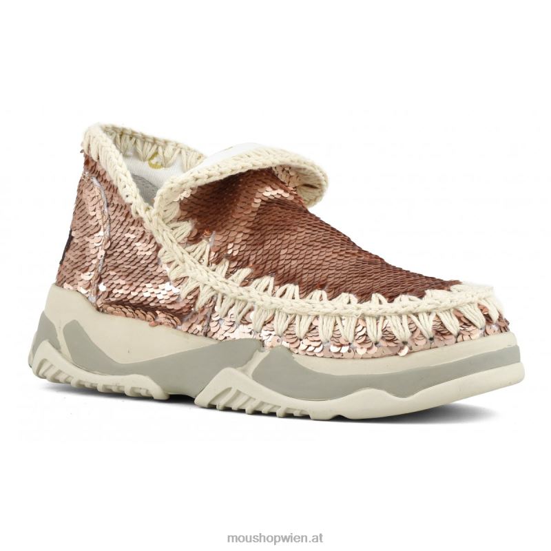 Frauen Eskimo-Sneaker mit Pailletten Mou P660X72 Pailletten Roségold – Logo Gold