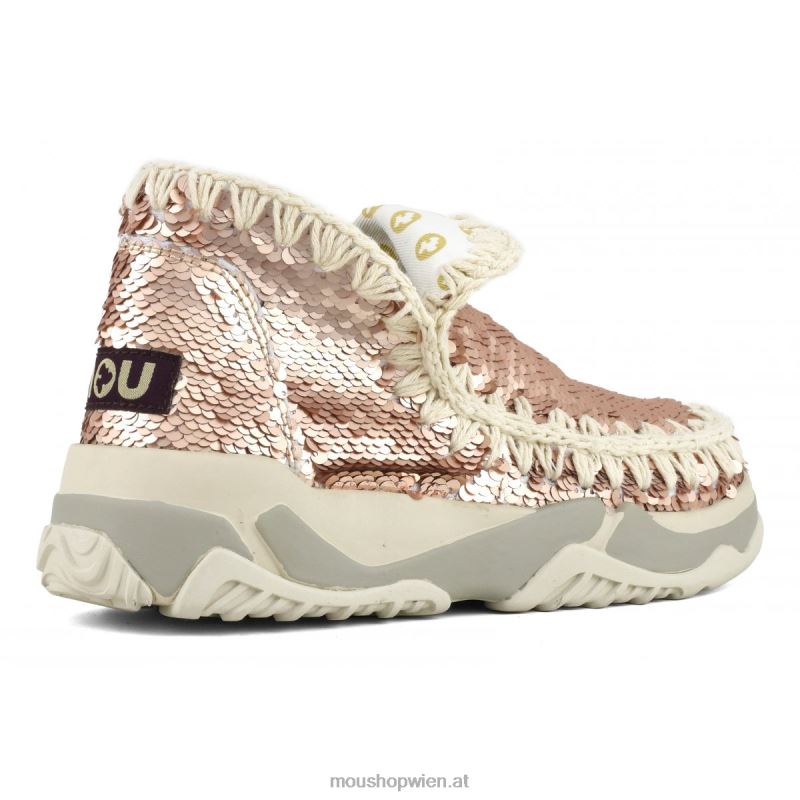Frauen Eskimo-Sneaker mit Pailletten Mou P660X72 Pailletten Roségold – Logo Gold