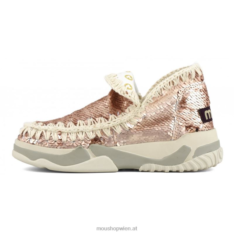 Frauen Eskimo-Sneaker mit Pailletten Mou P660X72 Pailletten Roségold – Logo Gold