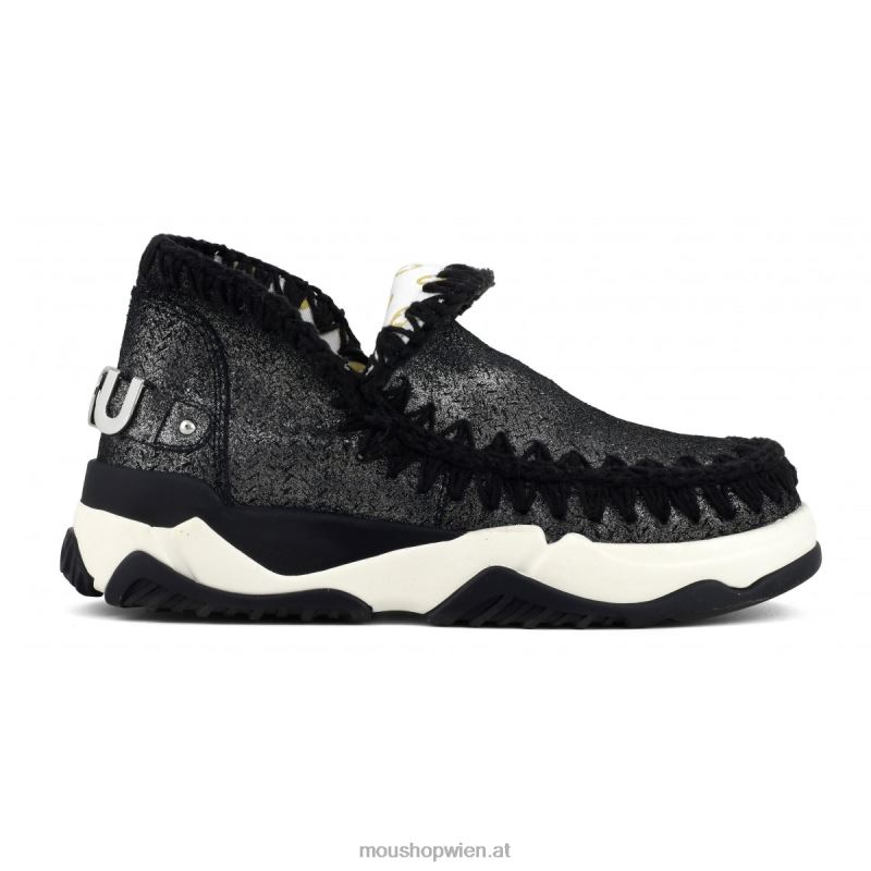 Frauen Eskimo Trainer Microglitter Mou P660X73 Mikroglitter schwarz