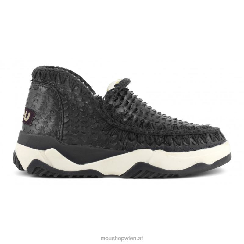 Frauen Eskimo-Trainer aus Spezialleder Mou P660X64 Schuppen schneidet schwarz