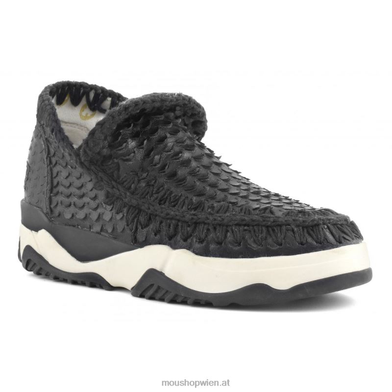 Frauen Eskimo-Trainer aus Spezialleder Mou P660X64 Schuppen schneidet schwarz