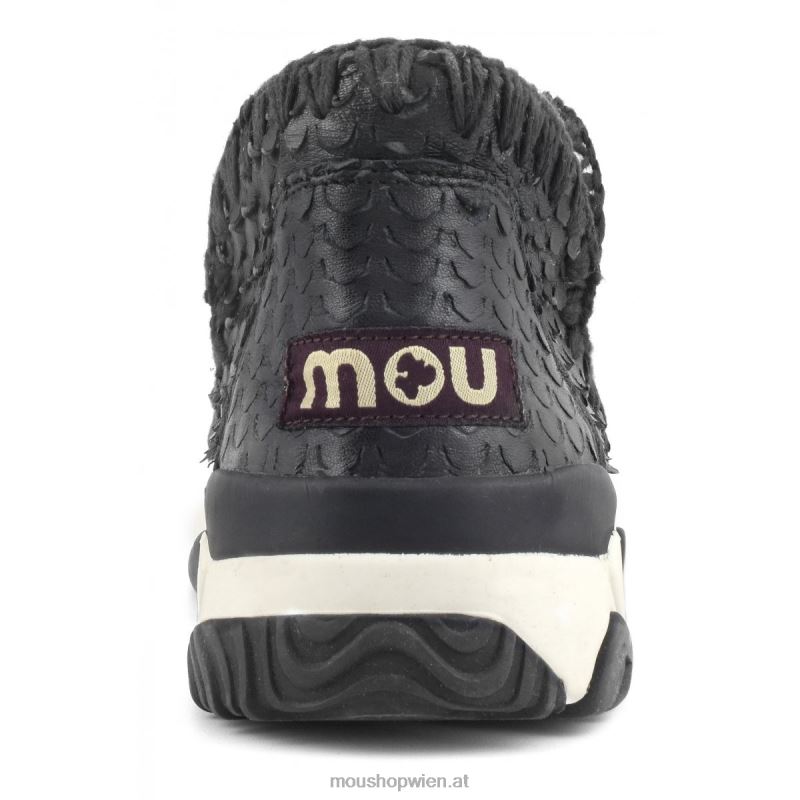 Frauen Eskimo-Trainer aus Spezialleder Mou P660X64 Schuppen schneidet schwarz