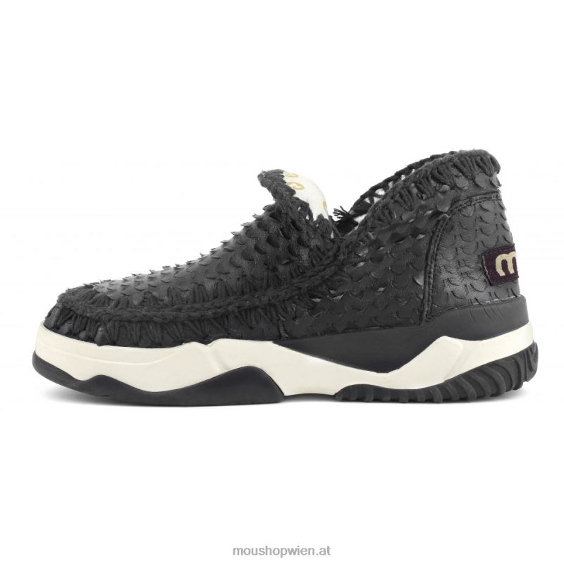 Frauen Eskimo-Trainer aus Spezialleder Mou P660X64 Schuppen schneidet schwarz