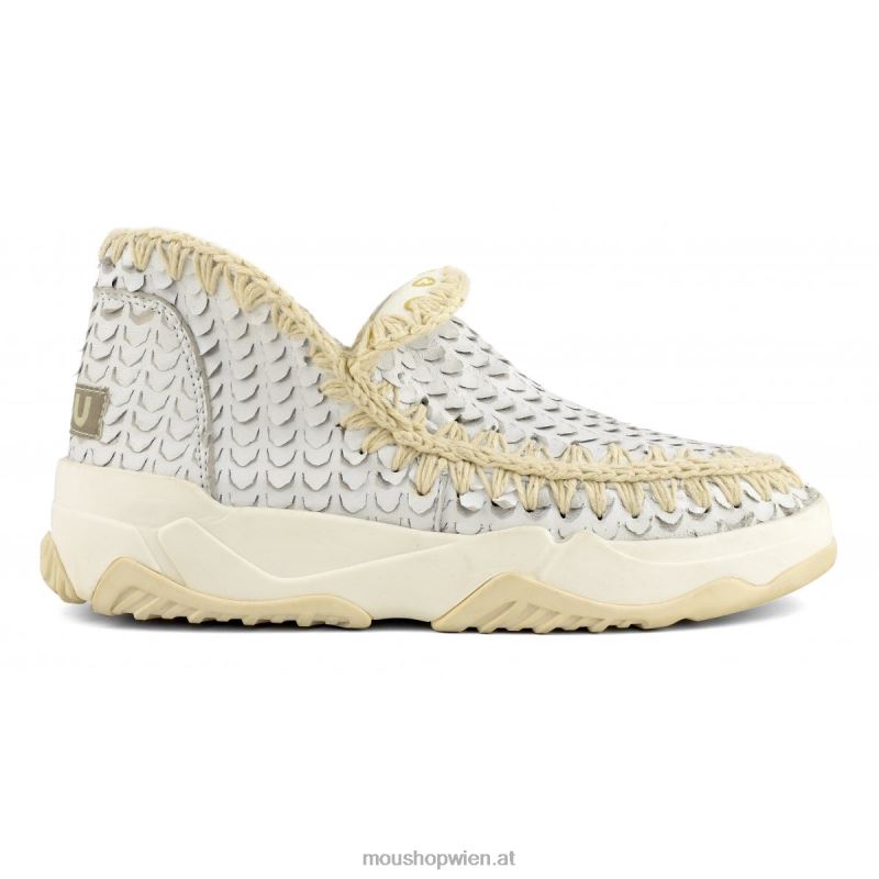 Frauen Eskimo-Trainer aus Spezialleder Mou P660X65 Schuppen schneiden weiß