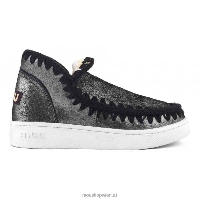 Frauen Sommer-Eskimo-Mikroglitter-Sneaker Mou P660X10 Mikroglitter schwarz