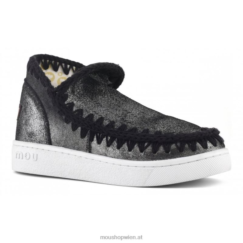 Frauen Sommer-Eskimo-Mikroglitter-Sneaker Mou P660X10 Mikroglitter schwarz