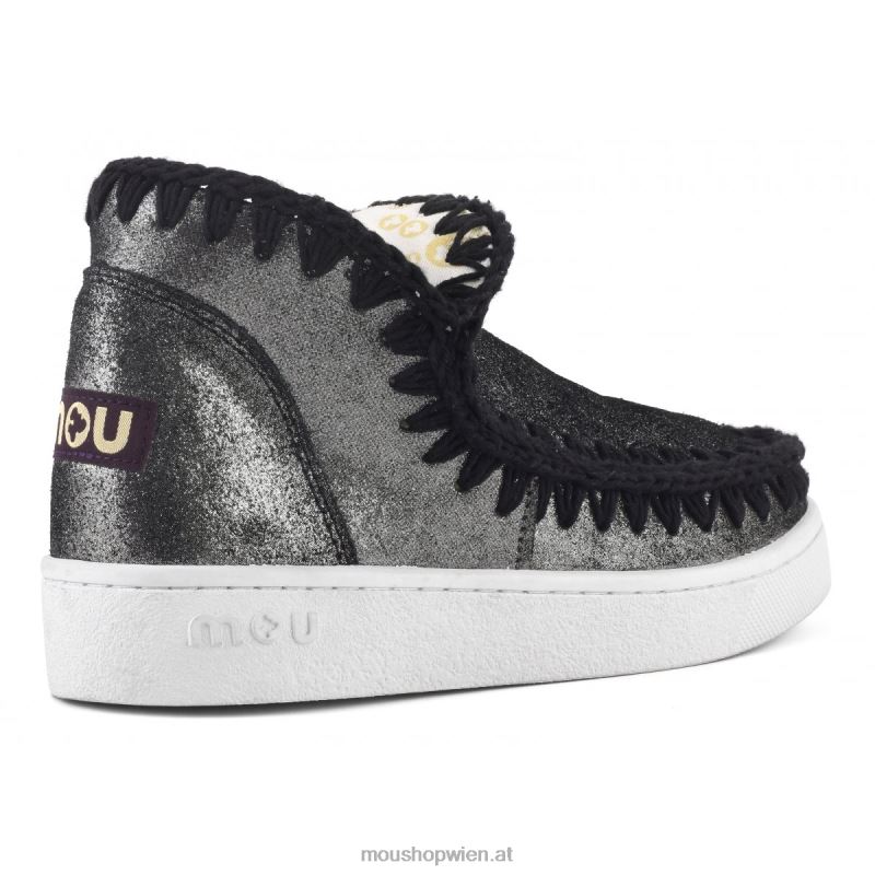 Frauen Sommer-Eskimo-Mikroglitter-Sneaker Mou P660X10 Mikroglitter schwarz