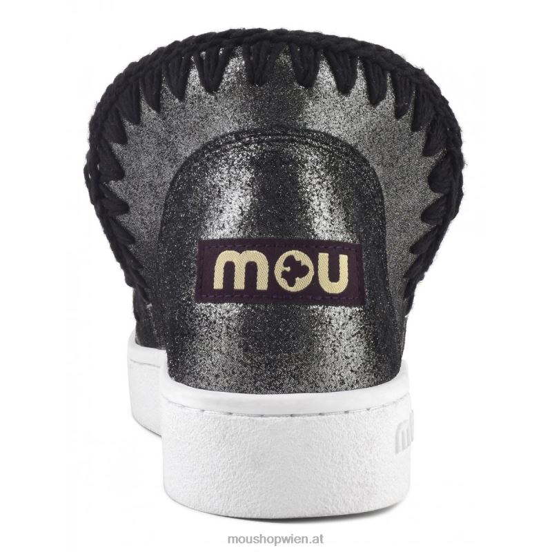 Frauen Sommer-Eskimo-Mikroglitter-Sneaker Mou P660X10 Mikroglitter schwarz