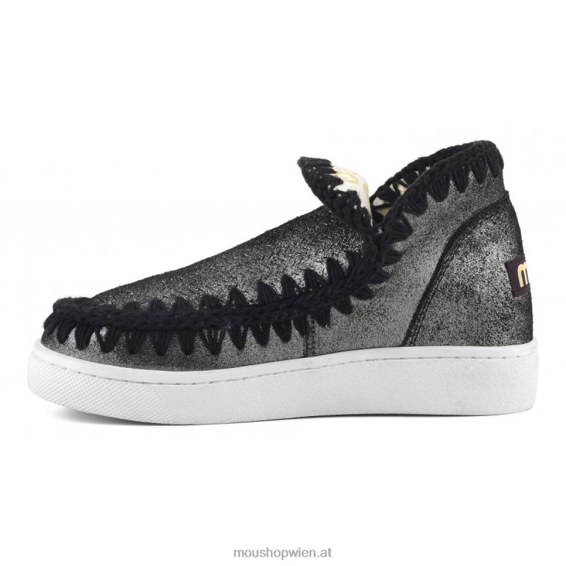 Frauen Sommer-Eskimo-Mikroglitter-Sneaker Mou P660X10 Mikroglitter schwarz