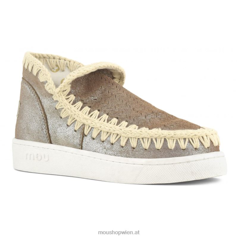 Frauen Sommer-Eskimo-Mikroglitter-Sneaker Mou P660X12 Mikroglitter rosa braun