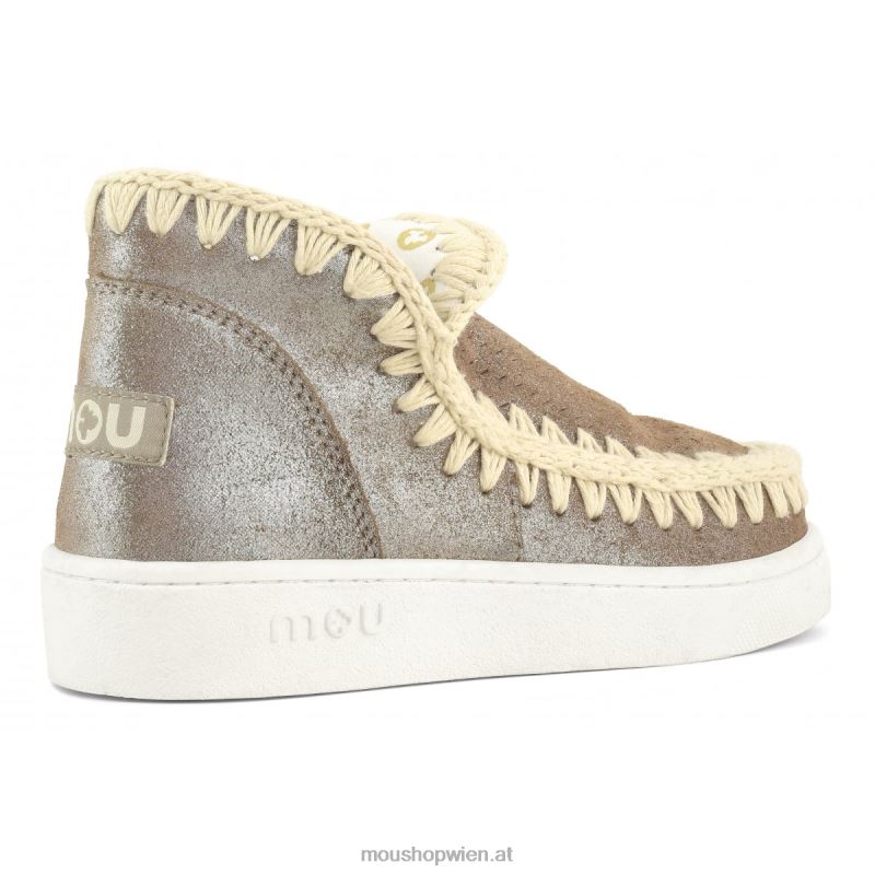 Frauen Sommer-Eskimo-Mikroglitter-Sneaker Mou P660X12 Mikroglitter rosa braun