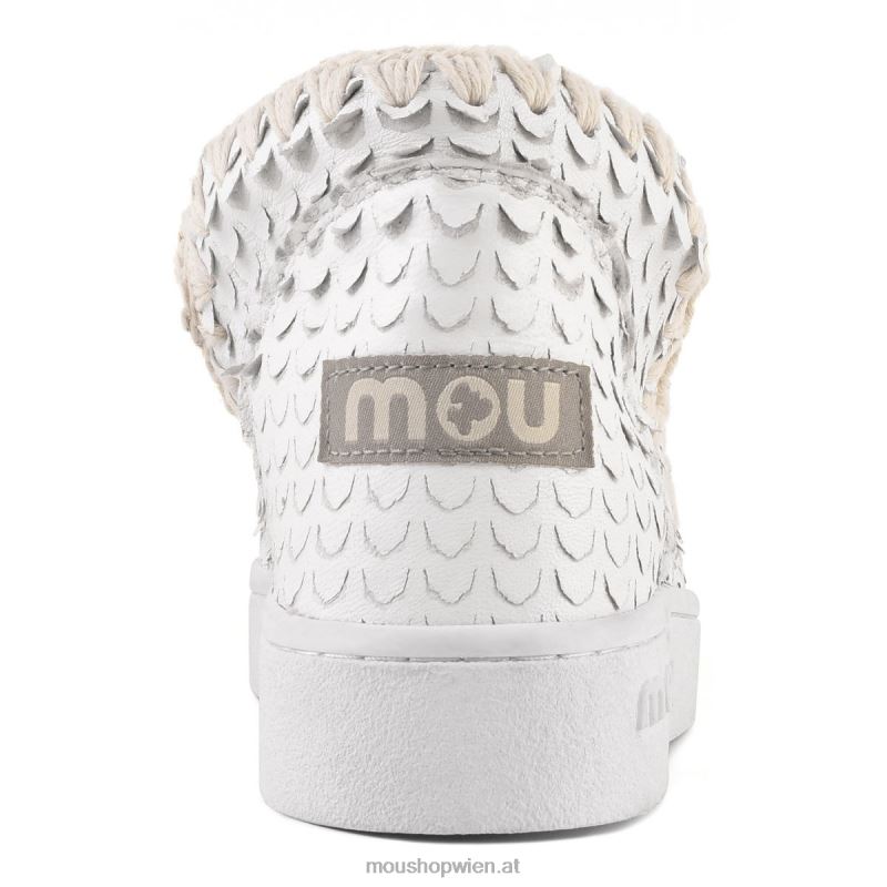 Frauen Sommer-Eskimo-Sneaker aus Leder Mou P660X14 Schuppen schneiden weiß