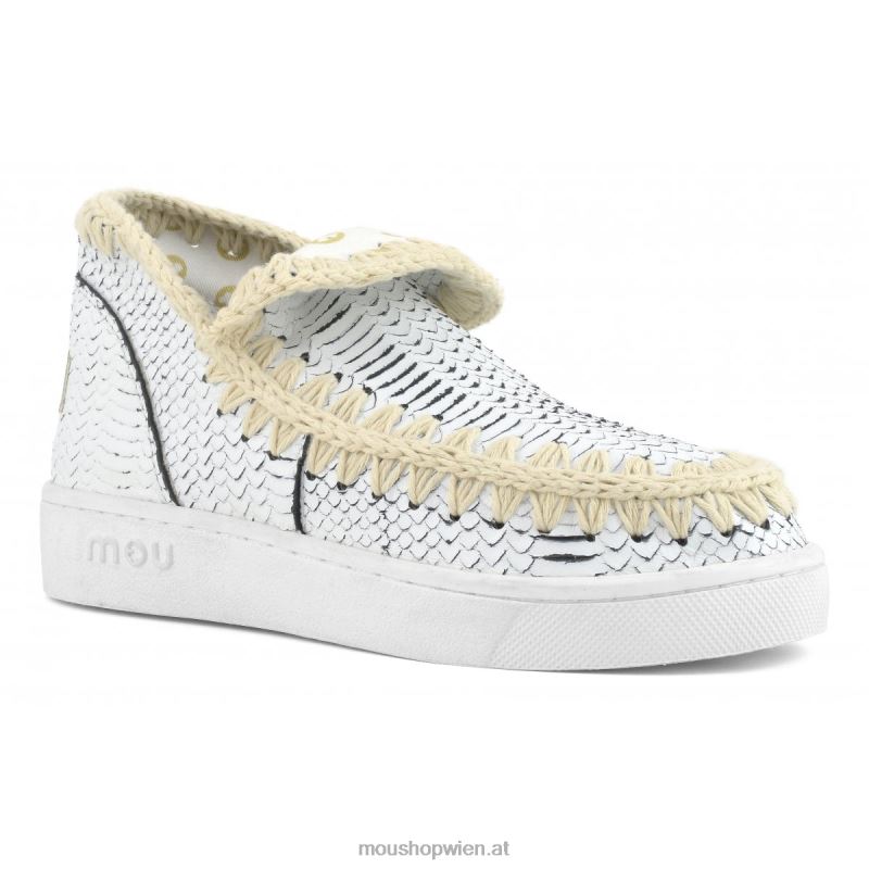 Frauen Sommer-Eskimo-Sneaker aus Leder Mou P660X18 Weiss