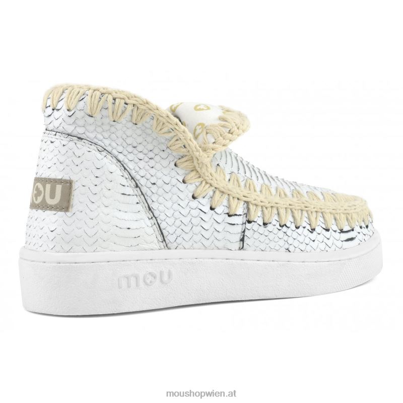 Frauen Sommer-Eskimo-Sneaker aus Leder Mou P660X18 Weiss