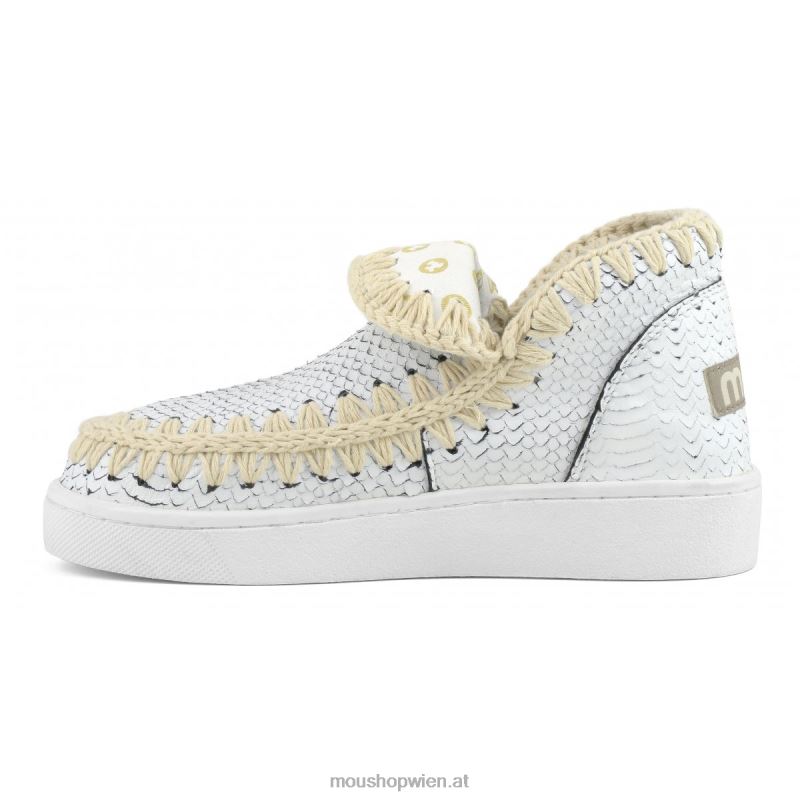 Frauen Sommer-Eskimo-Sneaker aus Leder Mou P660X18 Weiss