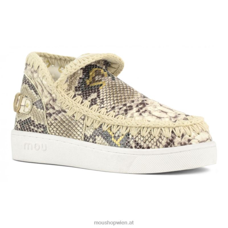 Frauen Sommer-Eskimo-Sneaker aus Leder Mou P660X53 Felsenschlange