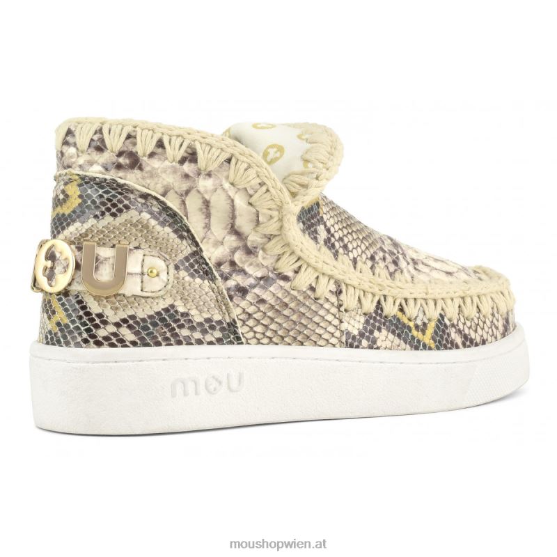 Frauen Sommer-Eskimo-Sneaker aus Leder Mou P660X53 Felsenschlange