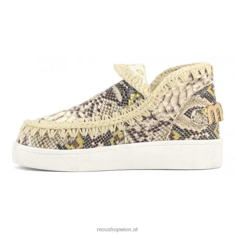 Frauen Sommer-Eskimo-Sneaker aus Leder Mou P660X53 Felsenschlange