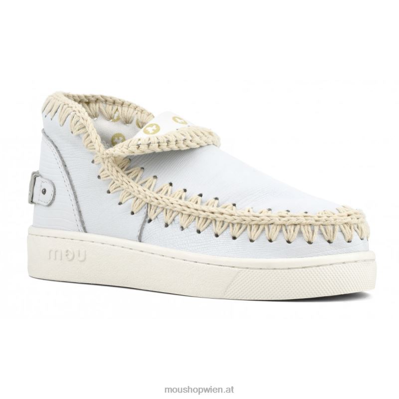 Frauen Sommer-Eskimo-Sneaker aus Leder Mou P660X54 Eidechse weiß