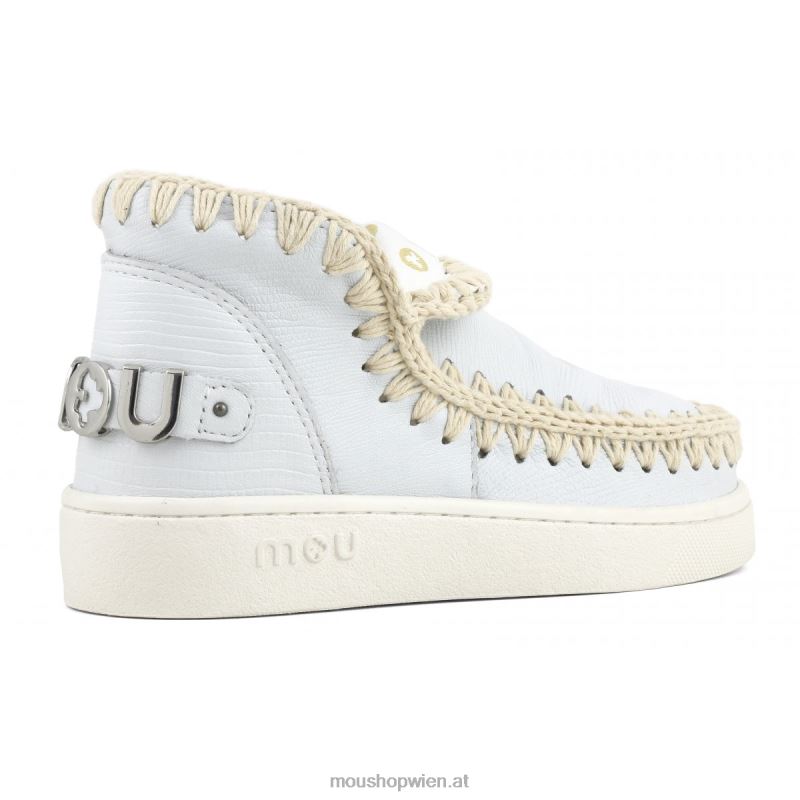 Frauen Sommer-Eskimo-Sneaker aus Leder Mou P660X54 Eidechse weiß