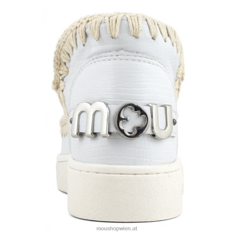Frauen Sommer-Eskimo-Sneaker aus Leder Mou P660X54 Eidechse weiß