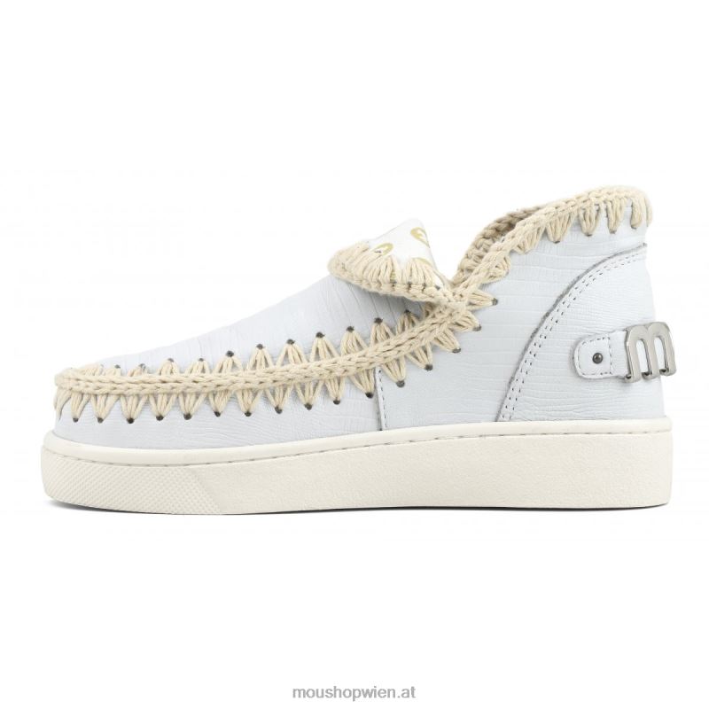 Frauen Sommer-Eskimo-Sneaker aus Leder Mou P660X54 Eidechse weiß