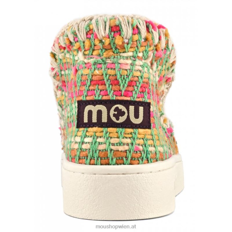 Frauen Sommer-Eskimo-Sneaker aus gewebtem Textil Mou P660X3 grüne Mischung