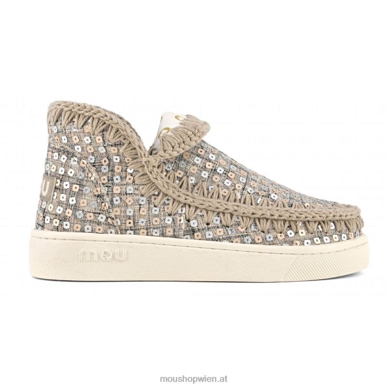 Frauen Sommer-Eskimo-Sneaker aus gewebtem Textil Mou P660X4 Gold