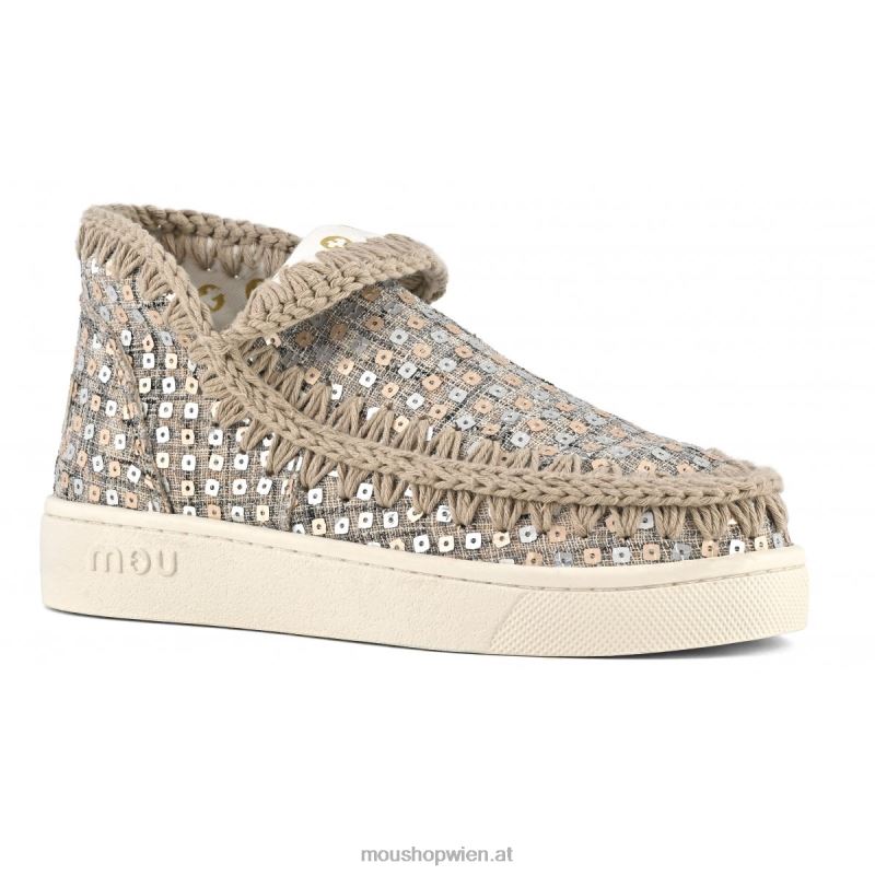 Frauen Sommer-Eskimo-Sneaker aus gewebtem Textil Mou P660X4 Gold