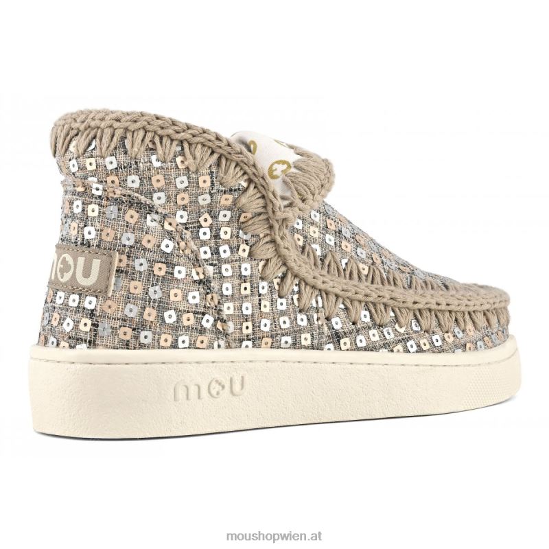 Frauen Sommer-Eskimo-Sneaker aus gewebtem Textil Mou P660X4 Gold