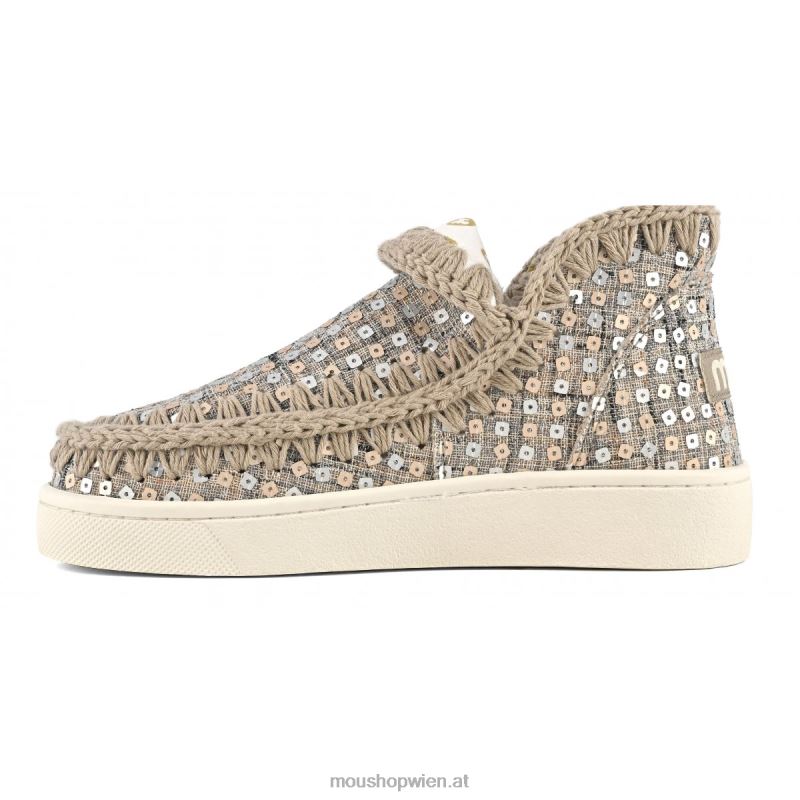 Frauen Sommer-Eskimo-Sneaker aus gewebtem Textil Mou P660X4 Gold