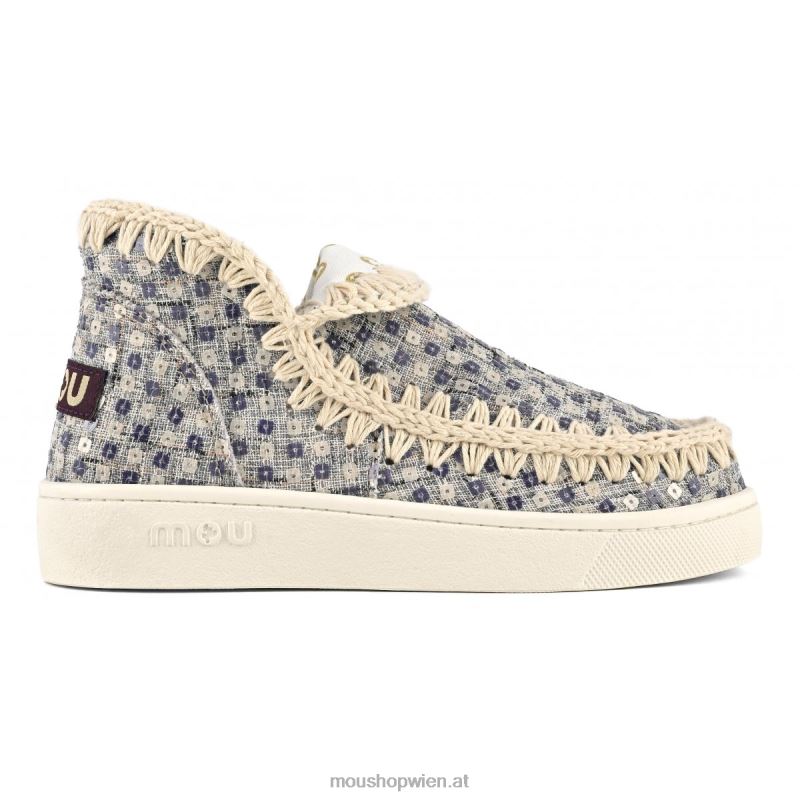 Frauen Sommer-Eskimo-Sneaker aus gewebtem Textil Mou P660X5 Marine