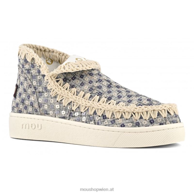 Frauen Sommer-Eskimo-Sneaker aus gewebtem Textil Mou P660X5 Marine