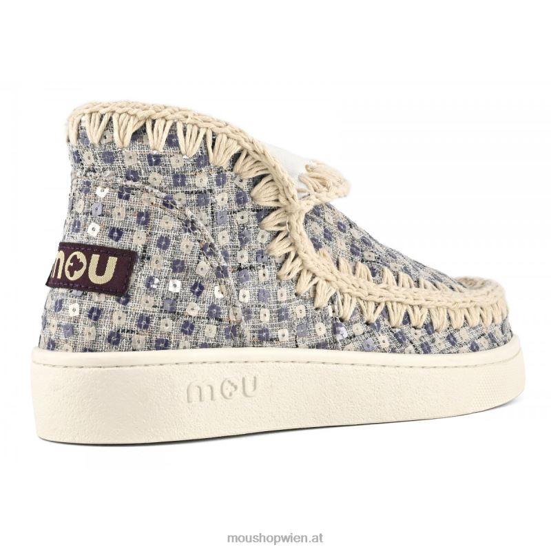 Frauen Sommer-Eskimo-Sneaker aus gewebtem Textil Mou P660X5 Marine