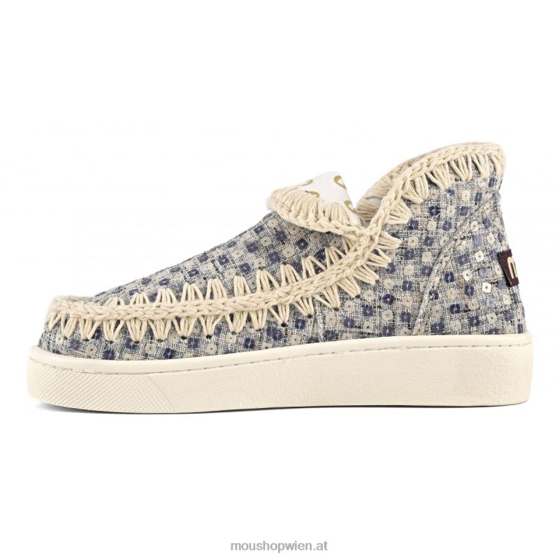 Frauen Sommer-Eskimo-Sneaker aus gewebtem Textil Mou P660X5 Marine