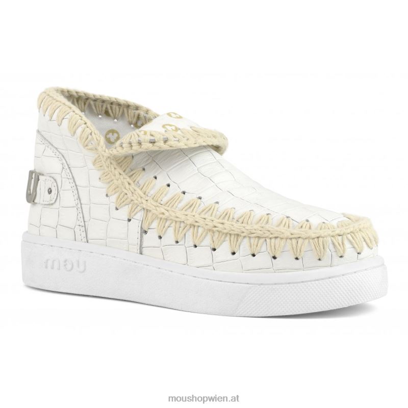 Frauen Sommer-Eskimo-Sneaker aus italienischem Leder Mou P660X58 Kokosweiß